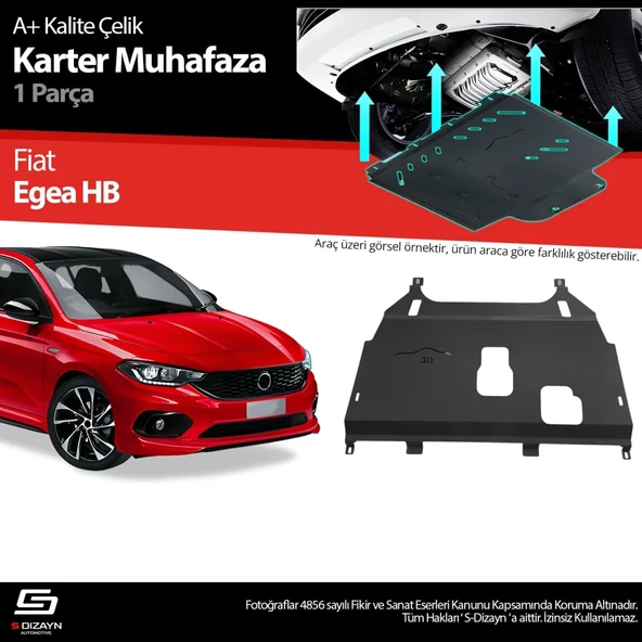 S-Dizayn Fiat Egea Sedan Çelik Karter Muhafaza Koruma 2015 Üzeri A+ Kalite ürün görseli 1