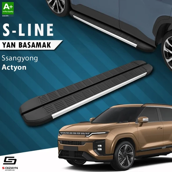 S-Dizayn Ssangyong Actyon S-Line Aluminyum Yan Basamak 183 Cm 2024 Üzeri A+ Kalite ürün görseli 1
