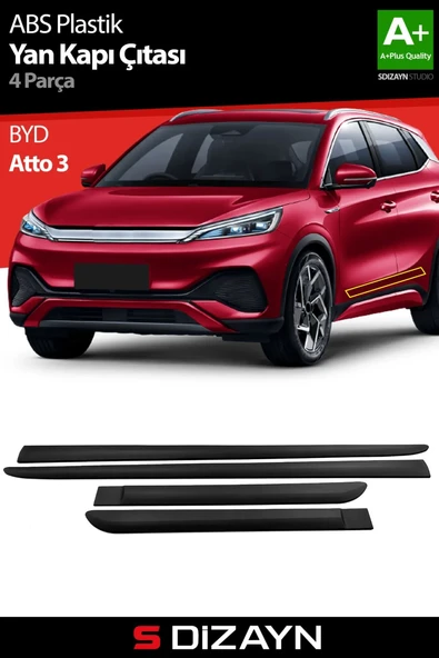 S-Dizayn BYD Atto 3 ABS Plastik Yan Kapı Koruma Çıtası 2022 Üzeri A+ Kalite ürün görseli 1