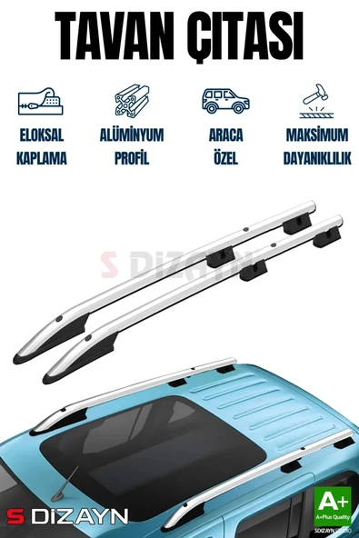 S-Dizayn Peugeot Bipper Aluminyum Gri Tavan Çıtası Sport Model 2008 Üzeri A+ Kalite ürün görseli 1