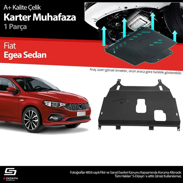 S-Dizayn Fiat Egea HB Çelik Karter Muhafaza Koruma 2015 Üzeri A+ Kalite ürün görseli 1