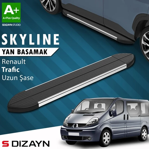 S-Dizayn Renault Trafic 2 Uzun Şase Skyline Krom Yan Basamak 263 Cm 2001-2014 A+ Kalite ürün görseli 1