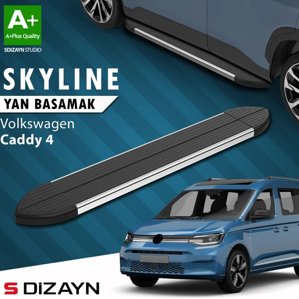 S-Dizayn VW Caddy 4 Skyline Krom Yan Basamak 193 Cm 2020 Üzeri A+ Kalite ürün görseli 1