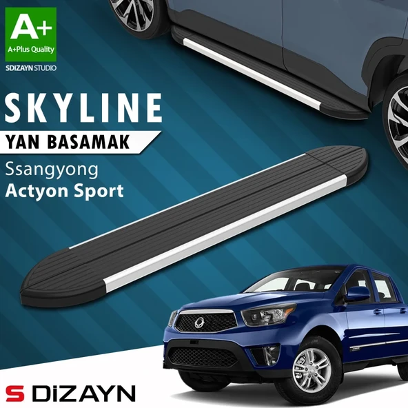 S-Dizayn Ssangyong Actyon Sports Skyline Aluminyum Yan Basamak 203 Cm 2007-2018 A+ Kalite ürün görseli 1