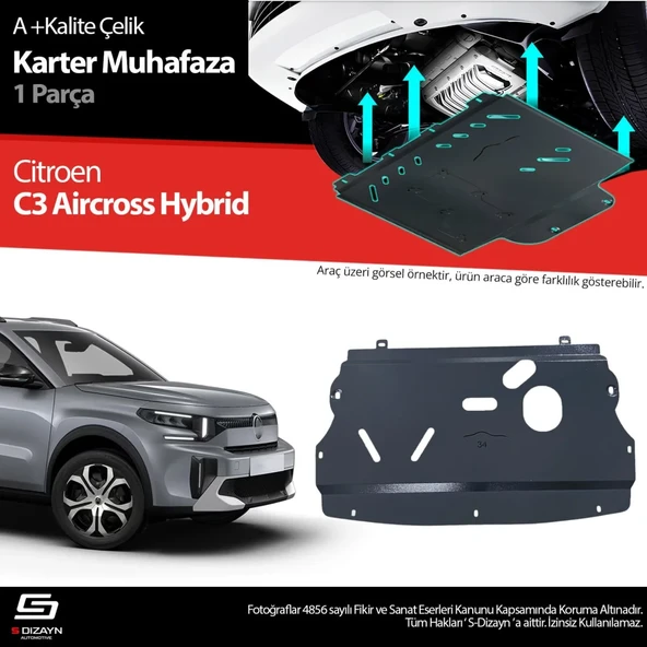S-Dizayn Citroen C3 Aircross Hybrid 1.2 Çelik Karter Muhafaza Koruma 2024 Üzeri A+ Kalite ürün görseli 1