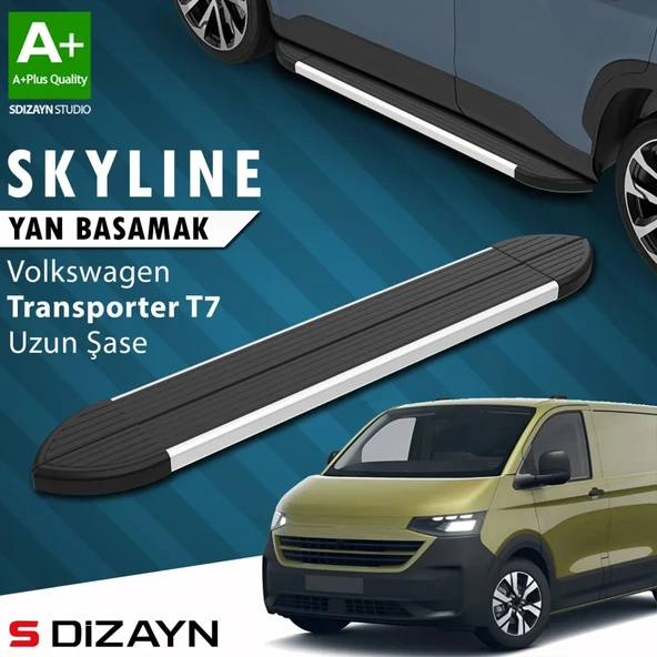 S-Dizayn VW Transporter T7 Skyline Aluminyum Yan Basamak 263 Cm 2024 Üzeri A+ Kalite ürün görseli 1