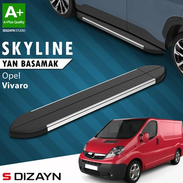 S-Dizayn Opel Vivaro A Kısa Şase Skyline Krom Yan Basamak 223 Cm 2001-2014 A+ Kalite ürün görseli 1