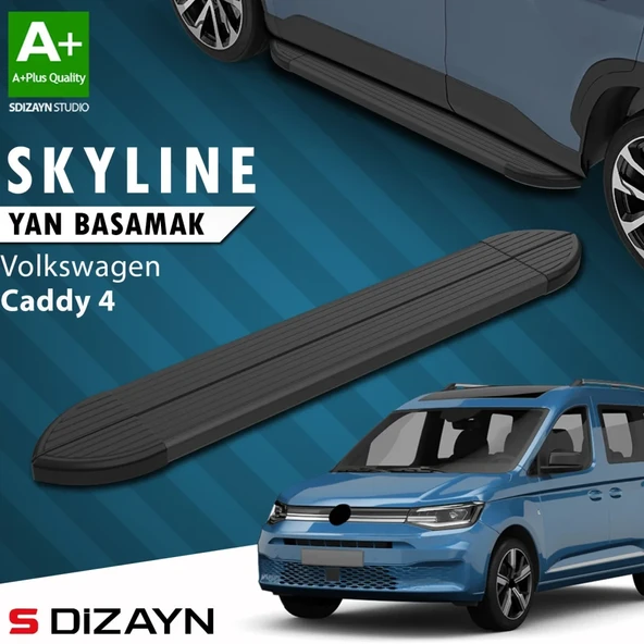 S-Dizayn VW Caddy 4 Skyline Siyah Yan Basamak 193 Cm 2020 Üzeri A+ Kalite ürün görseli 1