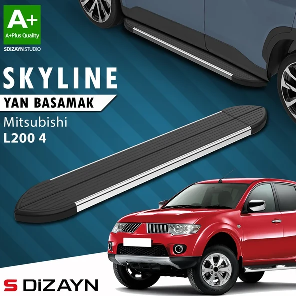 S-Dizayn Mitsubishi L200 4 Skyline Krom Yan Basamak 193 Cm 2006-2015 A+ Kalite ürün görseli 1