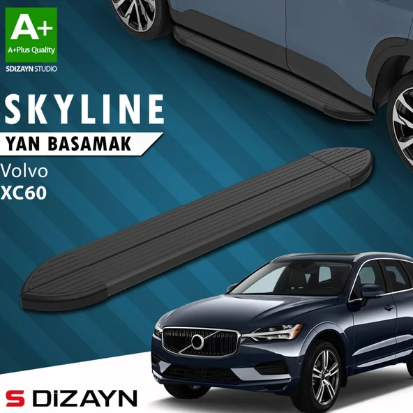 S-Dizayn Volvo Xc60 2 Skyline Siyah Yan Basamak 193 Cm 2017-2023 A+ Kalite ürün görseli 1