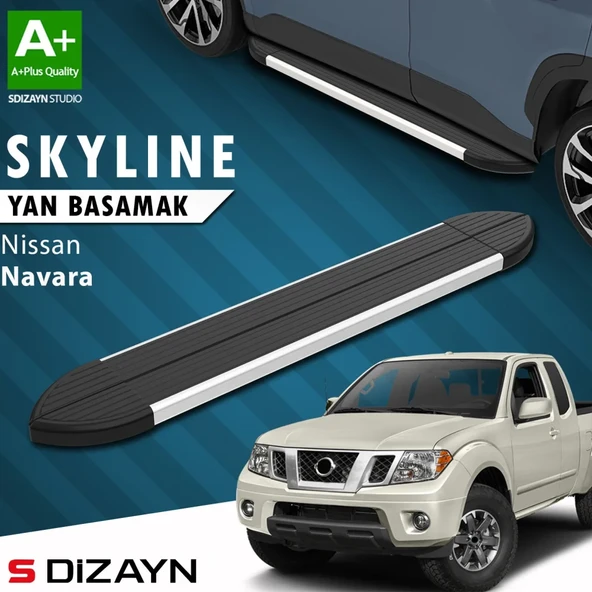 S-Dizayn Nissan Navara 2 Skyline Aluminyum Yan Basamak 203 Cm 2005-2015 A+ Kalite ürün görseli 1