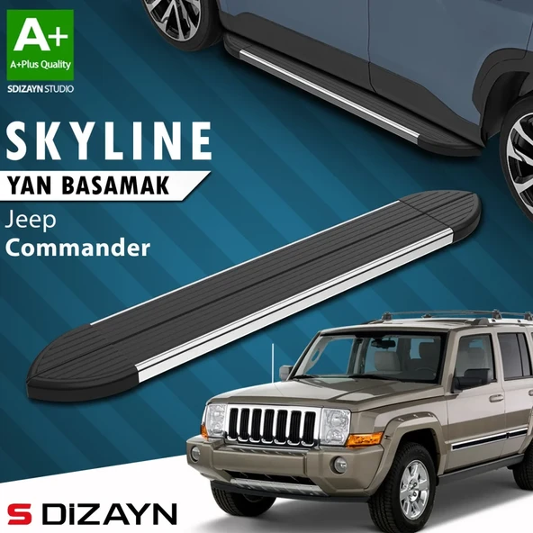 S-Dizayn Jeep Commander Skyline Krom Yan Basamak 173 Cm 2006-2010 A+ Kalite ürün görseli 1