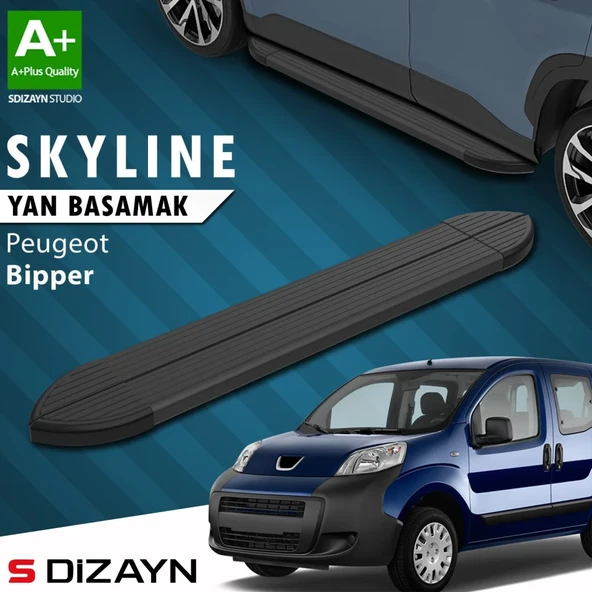 S-Dizayn Peugeot Bipper Skyline Siyah Yan Basamak 173 Cm 2007-2017 A+ Kalite ürün görseli 1