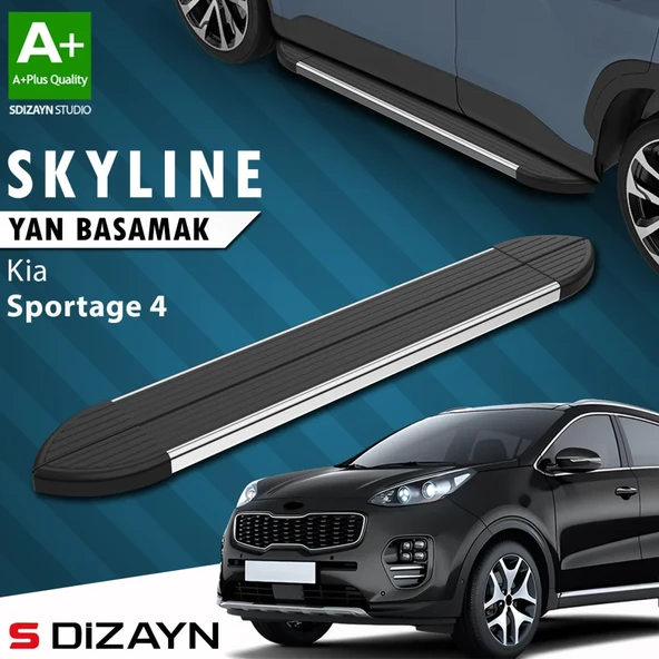 S-Dizayn Kia Sportage 4 Skyline Krom Yan Basamak 173 Cm 2016-2021 A+ Kalite ürün görseli 1