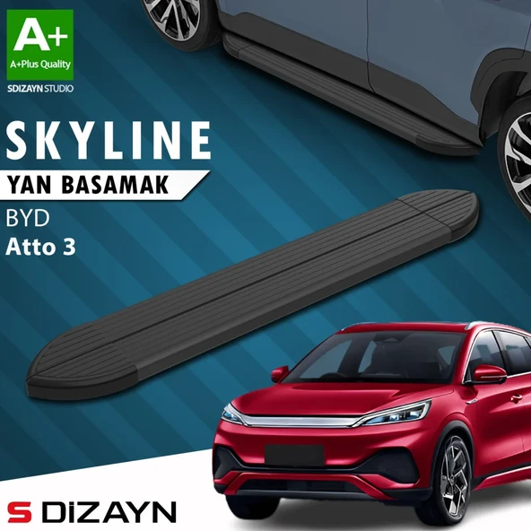 S-Dizayn BYD Atto 3 Skyline Siyah Yan Basamak 193 Cm 2022 Üzeri A+ Kalite ürün görseli 1