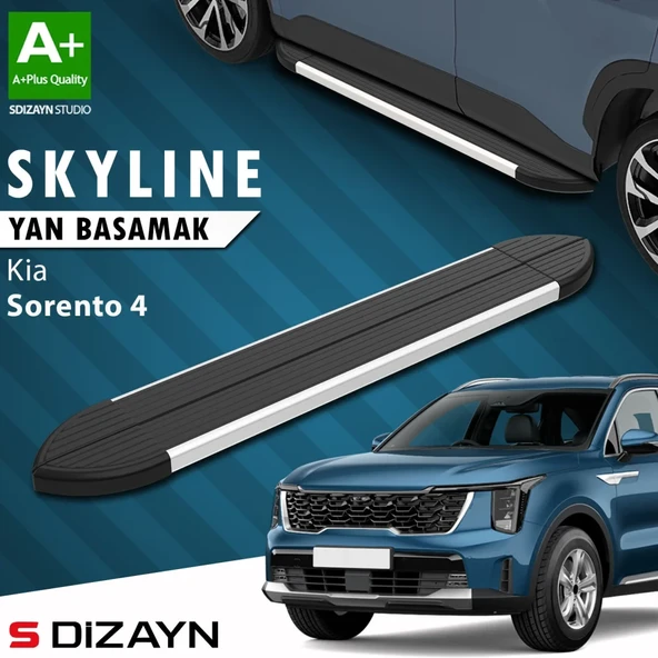 S-Dizayn Kia Sorento 4 Skyline Aluminyum Yan Basamak 183 Cm 2022 Üzeri A+ Kalite ürün görseli 1