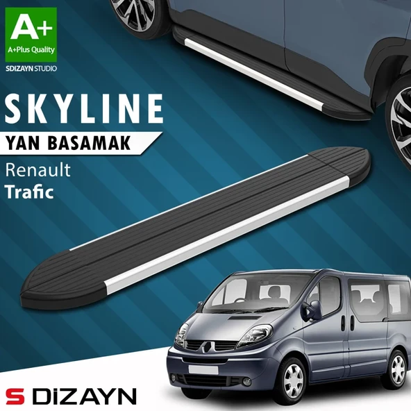 S-Dizayn Renault Trafic 2 Kısa Şase Skyline Aluminyum Yan Basamak 223 Cm 2001-2014 A+ Kalite ürün görseli 1