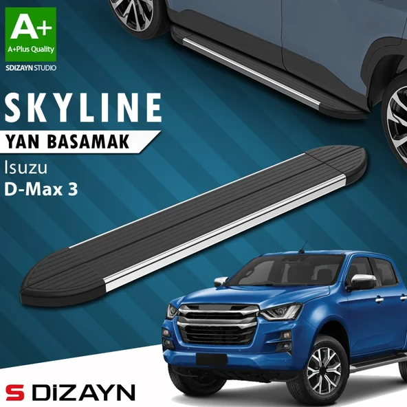 S-Dizayn Isuzu D-Max 3 Skyline Krom Yan Basamak 203 Cm 2019 Üzeri A+ Kalite ürün görseli 1