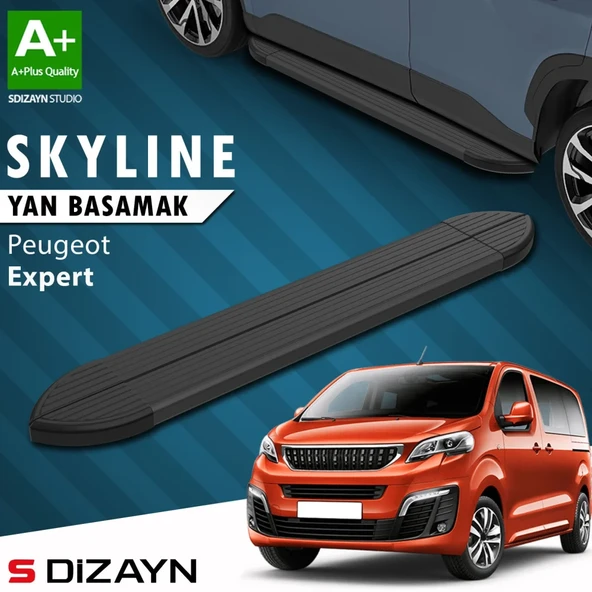 S-Dizayn Peugeot Expert 3 Kısa Şase Skyline Siyah Yan Basamak 213 Cm 2016 Üzeri A+ Kalite ürün görseli 1
