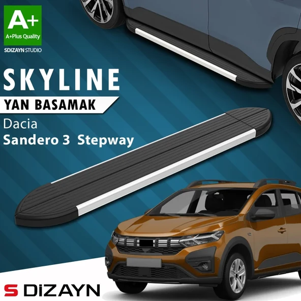 S-Dizayn Dacia Sandero 3 Stepway Skyline Aluminyum Yan Basamak 183 Cm 2020 Üzeri A+ Kalite ürün görseli 1