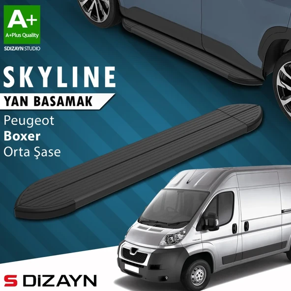 S-Dizayn Peugeot Boxer 3 Orta Şase Skyline Siyah Yan Basamak 253 Cm 2006 Üzeri A+ Kalite ürün görseli 1