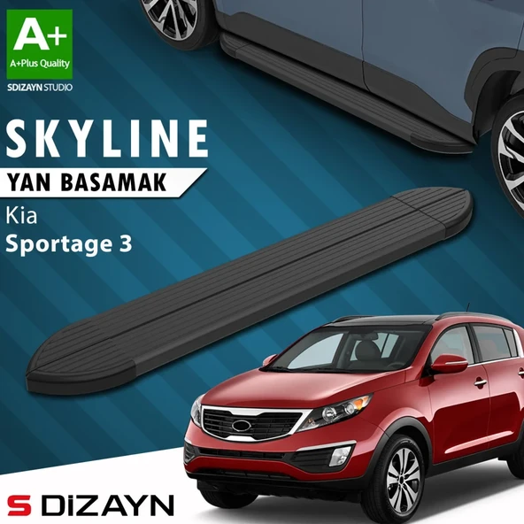 S-Dizayn Kia Sportage 3 Skyline Siyah Yan Basamak 173 Cm 2010-2016 A+ Kalite ürün görseli 1