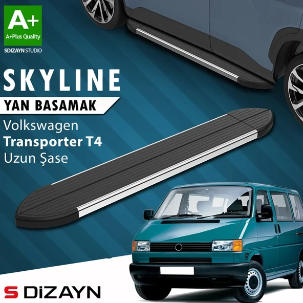 S-Dizayn VW Transporter T4 Uzun Şase Skyline Krom Yan Basamak 253 Cm 1995-2003 A+ Kalite ürün görseli 1