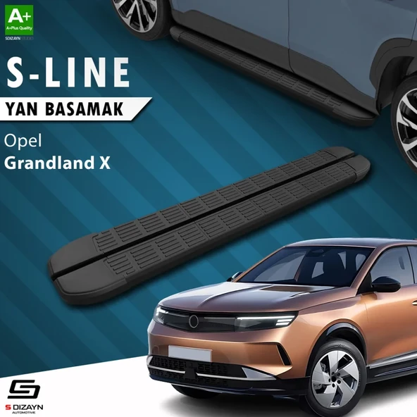 S-Dizayn Opel Grandland X 2 Hybrid S-Line Siyah Yan Basamak 183 Cm 2024 Üzeri A+ Kalite ürün görseli 1