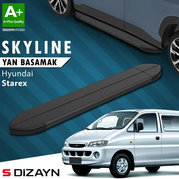 S-Dizayn Hyundai H-1 Starex Skyline Siyah Yan Basamak 193 Cm 1998-2007 A+ Kalite ürün görseli 1