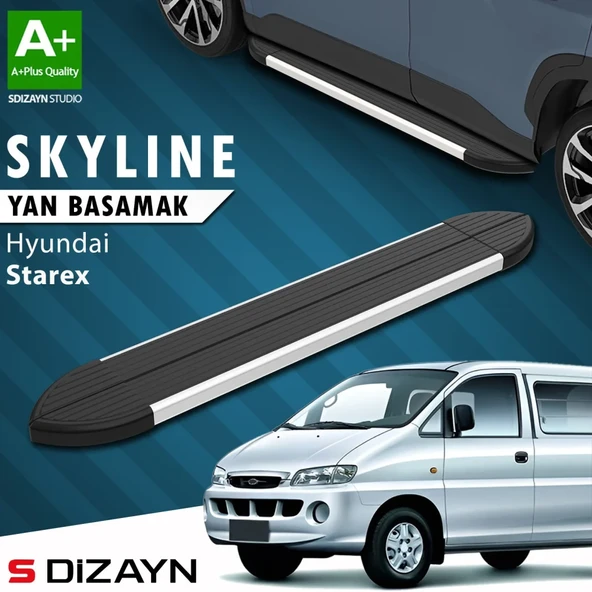 S-Dizayn Hyundai H-1 Starex Skyline Aluminyum Yan Basamak 193 Cm 1998-2007 A+ Kalite ürün görseli 1
