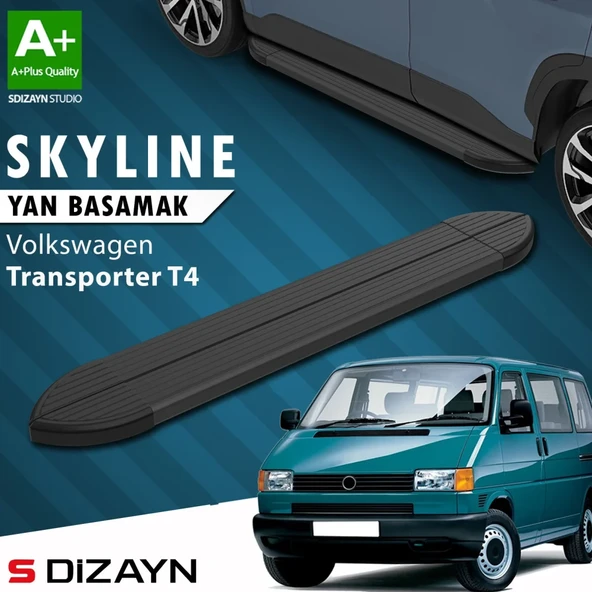 S-Dizayn VW Transporter T4 Kısa Şase Skyline Siyah Yan Basamak 213 Cm 1995-2003 A+ Kalite ürün görseli 1