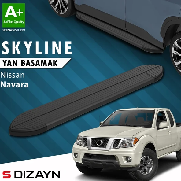 S-Dizayn Nissan Navara 2 Skyline Siyah Yan Basamak 203 Cm 2005-2015 A+ Kalite ürün görseli 1