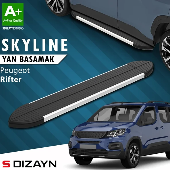 S-Dizayn Peugeot Rifter Skyline Aluminyum Yan Basamak 203 Cm 2019-2023 A+ Kalite ürün görseli 1