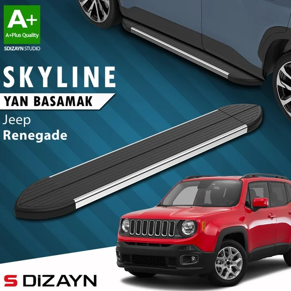 S-Dizayn Jeep Renegade Skyline Krom Yan Basamak 173 Cm 2014 Üzeri A+ Kalite ürün görseli 1