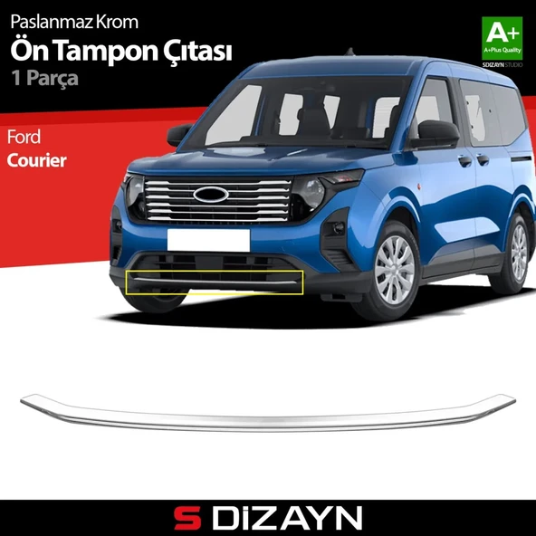 S-Dizayn Ford Courier Krom Ön Tampon Çıtası 2023 Üzeri A+ Kalite ürün görseli 1