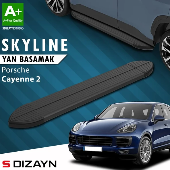 S-Dizayn Porsche Cayenne 2 Skyline Siyah Yan Basamak 193 Cm 2011-2017 A+ Kalite ürün görseli 1