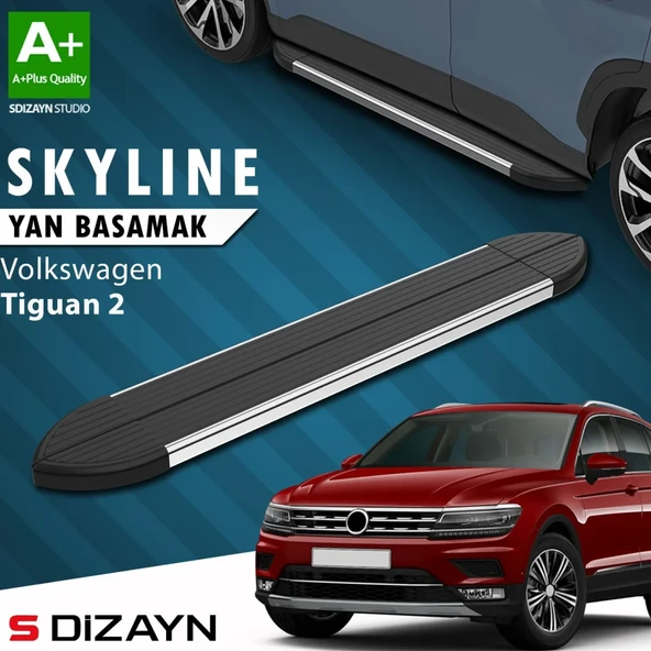 S-Dizayn VW Tiguan 2 Skyline Krom Yan Basamak 173 Cm 2016-2024 A+ Kalite ürün görseli 1