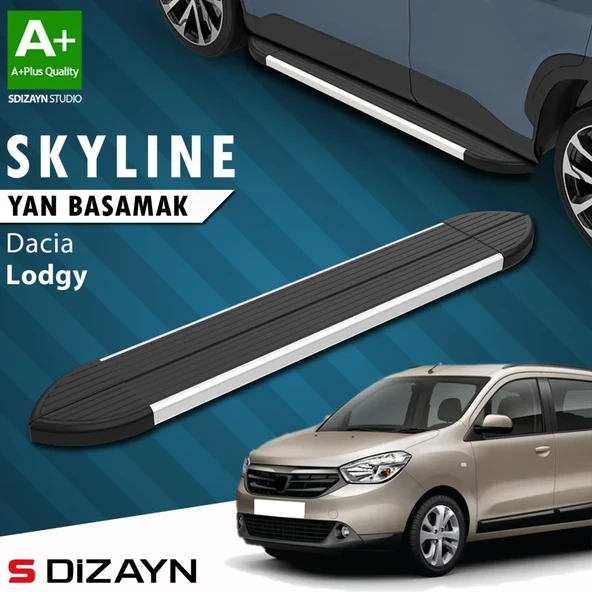 S-Dizayn Dacia Lodgy Skyline Aluminyum Yan Basamak 203 Cm 2012 Üzeri A+ Kalite ürün görseli 1