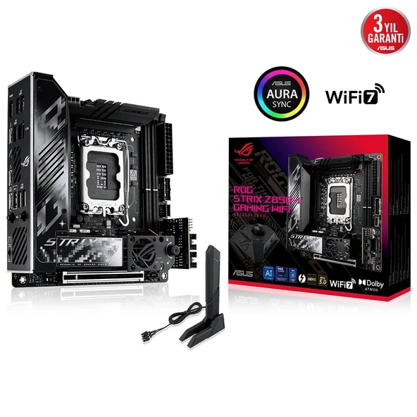 ASUS ROG STRIX Z890-I GAMING WIFI 2x DDR5 DP/HDMI 2x M.2 1x 2.5GLAN/WIFI7/BT USB3.2 1851P ANAKART ürün görseli 1