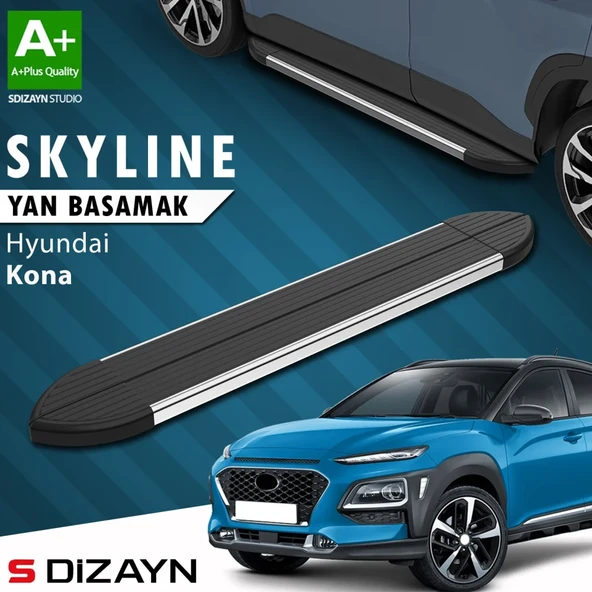 S-Dizayn Hyundai Kona Skyline Krom Yan Basamak 173 Cm 2018-2023 A+ Kalite ürün görseli 1