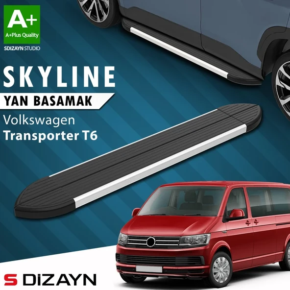 S-Dizayn VW Transporter T6 Kısa Şase Skyline Aluminyum Yan Basamak 213 Cm 2015-2019 A+ Kalite ürün görseli 1