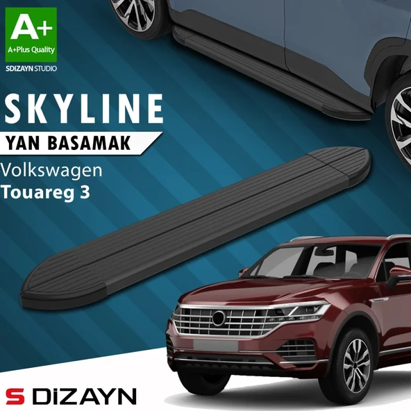 S-Dizayn VW Touareg 3 Skyline Siyah Yan Basamak 193 Cm 2018 Üzeri A+ Kalite ürün görseli 1