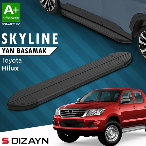 S-Dizayn Toyota Hilux 7 Skyline Siyah Yan Basamak 203 Cm 2006-2015 A+ Kalite ürün görseli 1