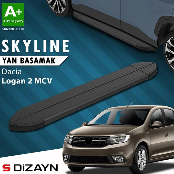 S-Dizayn Dacia Logan 2 MCV Skyline Siyah Yan Basamak 183 Cm 2013-2020 A+ Kalite ürün görseli 1