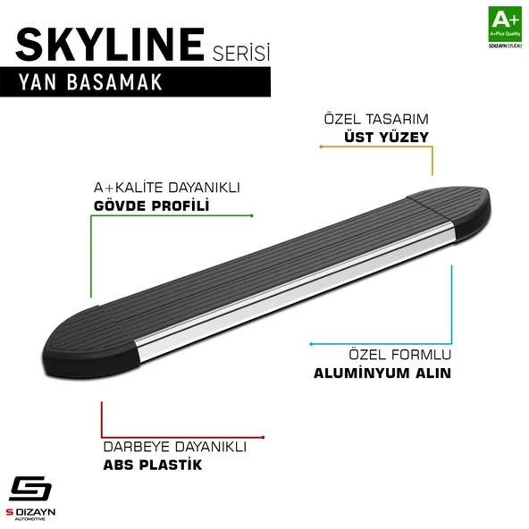 S-Dizayn Peugeot Expert 3 Kısa Şase Skyline Krom Yan Basamak 213 Cm 2016 Üzeri A+ Kalite ürün görseli 1