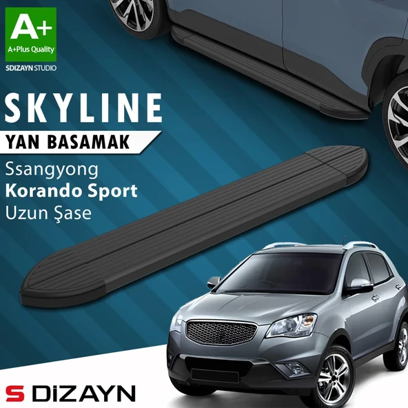 S-Dizayn Ssangyong Korando Sport Skyline Siyah Yan Basamak 203 Cm 2010-2019 A+ Kalite ürün görseli 1
