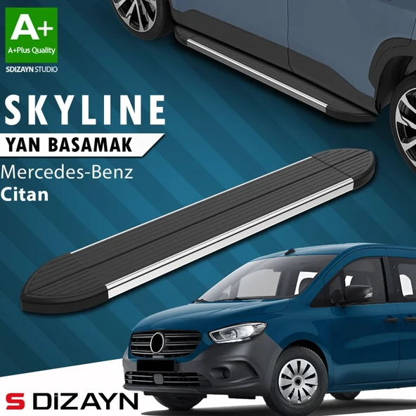S-Dizayn Mercedes Citan Skyline Krom Yan Basamak 193 Cm 2012-2021 A+ Kalite ürün görseli 1