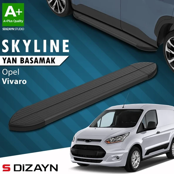 S-Dizayn Opel Vivaro B Kısa Şase Skyline Siyah Yan Basamak 213 Cm 2015-2018 A+ Kalite ürün görseli 1