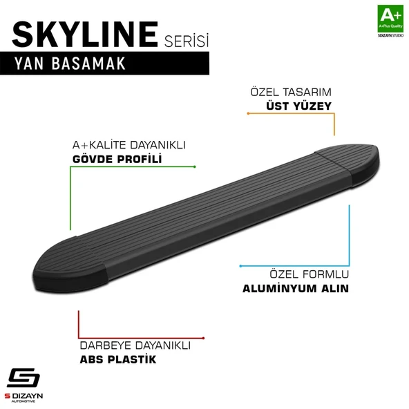 S-Dizayn Dacia Duster 2 Skyline Siyah Yan Basamak 183 Cm 2018-2023 A+ Kalite ürün görseli 1