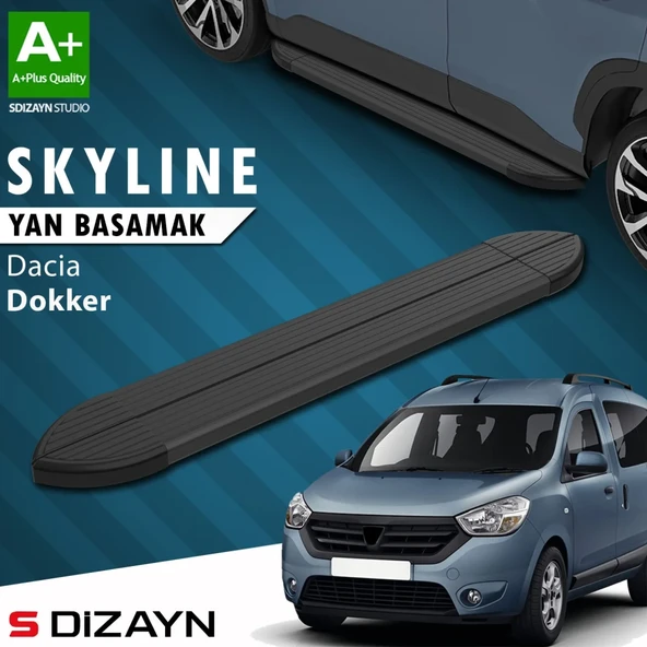 S-Dizayn Dacia Dokker Skyline Siyah Yan Basamak 203 Cm 2012 Üzeri A+ Kalite ürün görseli 1
